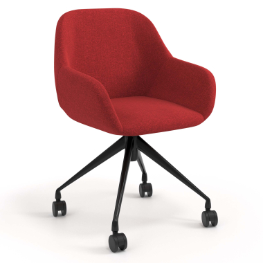 chaise de reunion noir rouge giratoire avec roulettes tissu accoudoirs rembourres 1