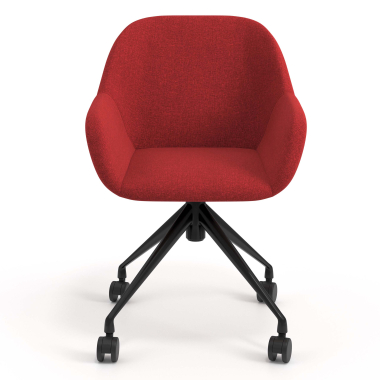 chaise de reunion noir rouge giratoire avec roulettes tissu accoudoirs rembourres 4
