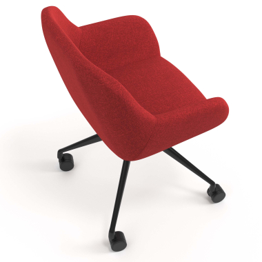 chaise de reunion noir rouge giratoire avec roulettes tissu accoudoirs rembourres 7