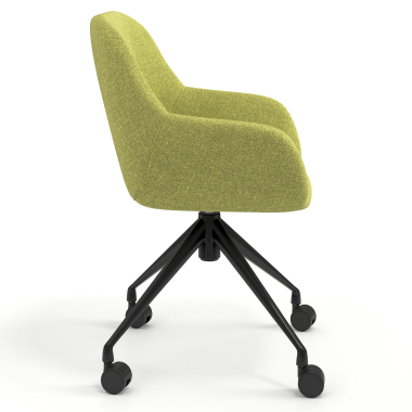 chaise de reunion noir vert giratoire avec roulettes tissu accoudoirs rembourres 3