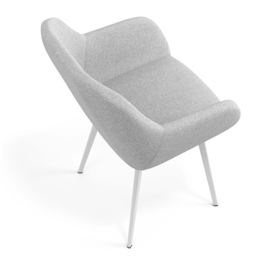 chaise visiteur blanc gris clair 4 pattes tissu accoudoirs rembourres 7
