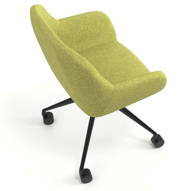 chaise de reunion noir vert giratoire avec roulettes tissu accoudoirs rembourres 7