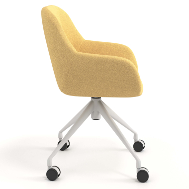 chaise de reunion blanc jaune giratoire avec roulettes tissu accoudoirs rembourres 3