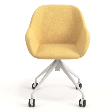chaise de reunion blanc jaune giratoire avec roulettes tissu accoudoirs rembourres 4