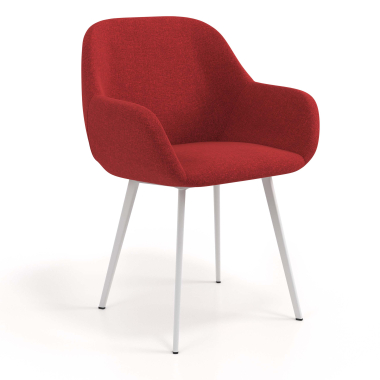 chaise visiteur blanc rouge 4 pattes tissu accoudoirs rembourres 1