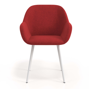 chaise visiteur blanc rouge 4 pattes tissu accoudoirs rembourres 4