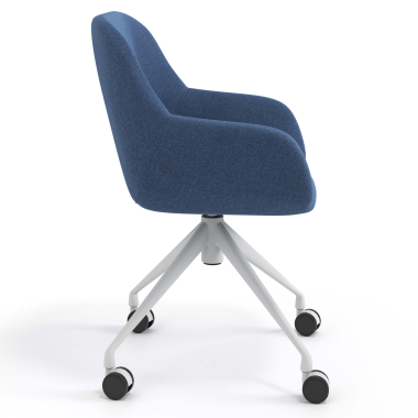 chaise de reunion blanc bleu giratoire avec roulettes tissu accoudoirs rembourres 3