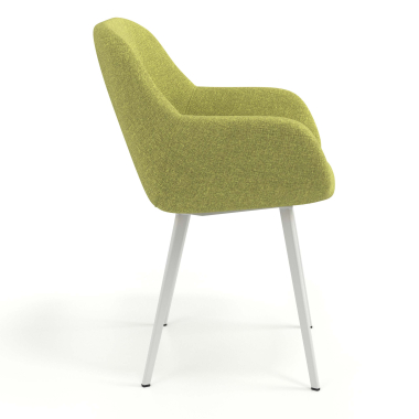 chaise visiteur blanc vert 4 pattes tissu accoudoirs rembourres 3
