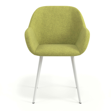 chaise visiteur blanc vert 4 pattes tissu accoudoirs rembourres 4