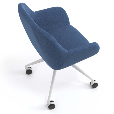 chaise de reunion blanc bleu giratoire avec roulettes tissu accoudoirs rembourres 7