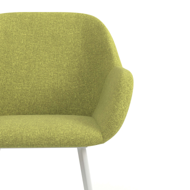 chaise visiteur blanc vert 4 pattes tissu accoudoirs rembourres 5