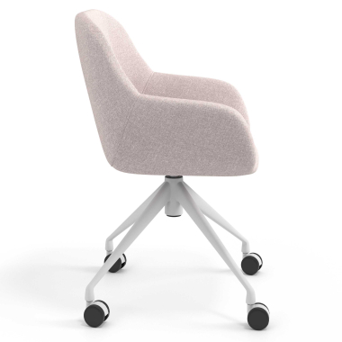 chaise de reunion blanc beige giratoire avec roulettes tissu accoudoirs rembourres 3