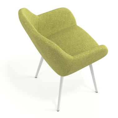 chaise visiteur blanc vert 4 pattes tissu accoudoirs rembourres 7