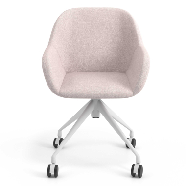 chaise de reunion blanc beige giratoire avec roulettes tissu accoudoirs rembourres 4