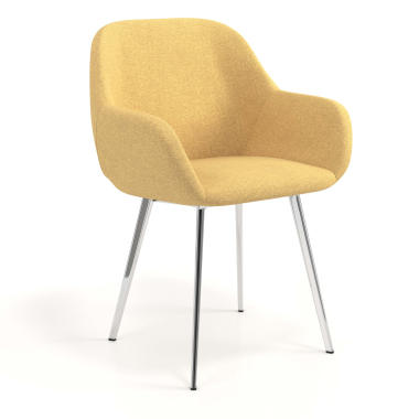 chaise visiteur chromee jaune 4 pattes tissu accoudoirs rembourres 1