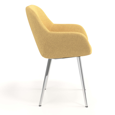 chaise visiteur chromee jaune 4 pattes tissu accoudoirs rembourres 3