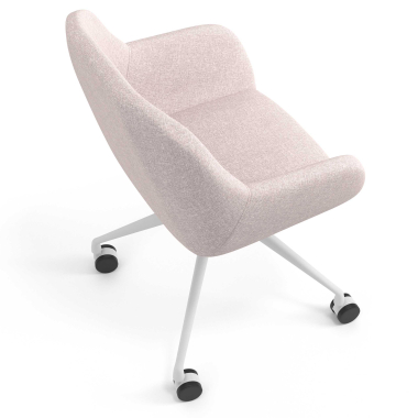 chaise de reunion blanc beige giratoire avec roulettes tissu accoudoirs rembourres 7