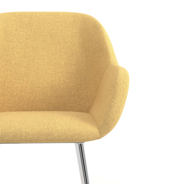 chaise visiteur chromee jaune 4 pattes tissu accoudoirs rembourres 5