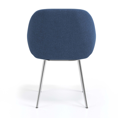 chaise visiteur chromee bleu 4 pattes tissu accoudoirs rembourres 6