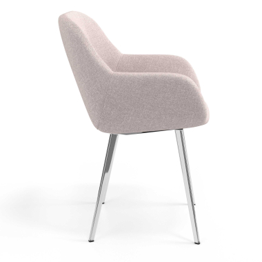 chaise visiteur chromee beige 4 pattes tissu accoudoirs rembourres 3