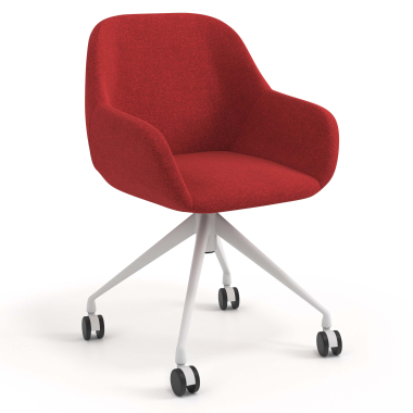 chaise de reunion blanc rouge giratoire avec roulettes tissu accoudoirs rembourres 1