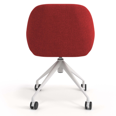 chaise de reunion blanc rouge giratoire avec roulettes tissu accoudoirs rembourres 6