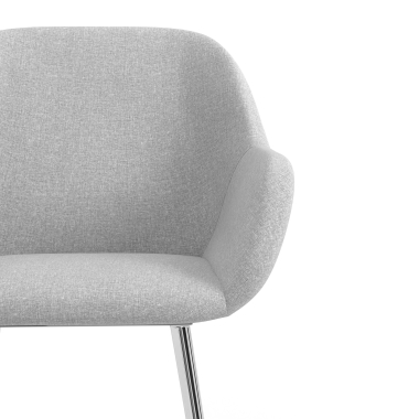 chaise visiteur chromee gris clair 4 pattes tissu accoudoirs rembourres 5