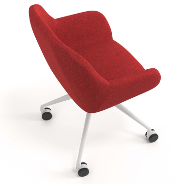 chaise de reunion blanc rouge giratoire avec roulettes tissu accoudoirs rembourres 7