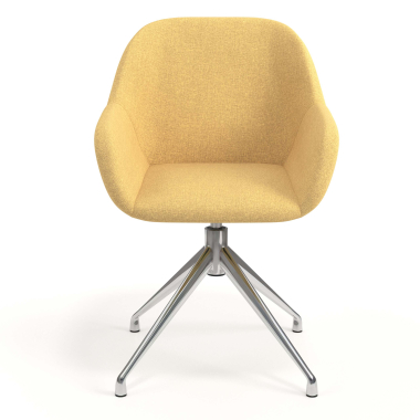 chaise de reunion chromee jaune pivotante tissu accoudoirs rembourres 4