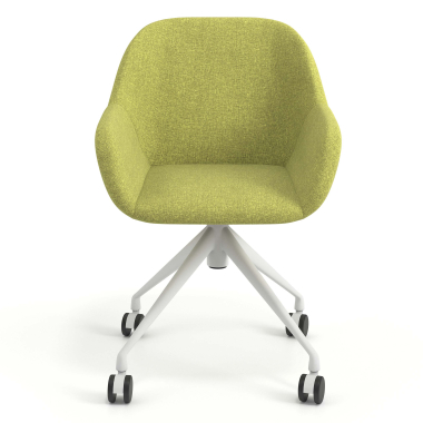 chaise de reunion blanc vert giratoire avec roulettes tissu accoudoirs rembourres 4