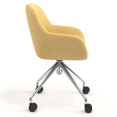 chaise de reunion chromee jaune giratoire avec roulettes tissu accoudoirs rembourres 3