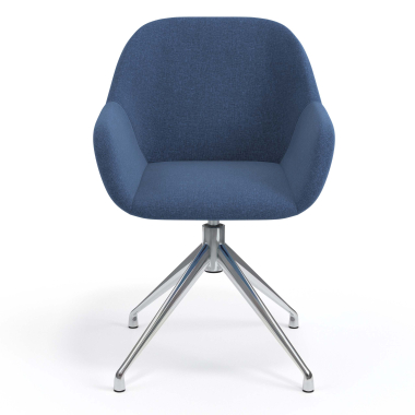 chaise de reunion chromee bleu pivotante tissu accoudoirs rembourres 4
