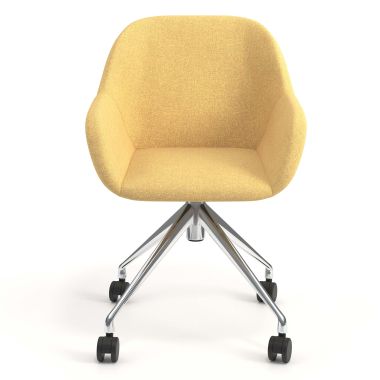 chaise de reunion chromee jaune giratoire avec roulettes tissu accoudoirs rembourres 4