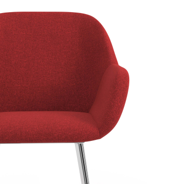 chaise visiteur chromee rouge 4 pattes tissu accoudoirs rembourres 5