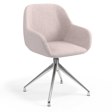 chaise de reunion chromee beige pivotante tissu accoudoirs rembourres 1