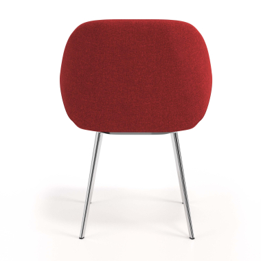 chaise visiteur chromee rouge 4 pattes tissu accoudoirs rembourres 6