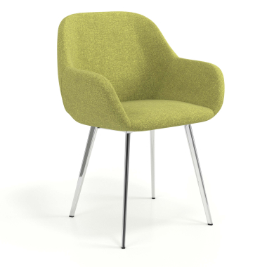 chaise visiteur chromee vert 4 pattes tissu accoudoirs rembourres 1