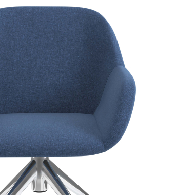 chaise de reunion chromee bleu giratoire avec roulettes tissu accoudoirs rembourres 5