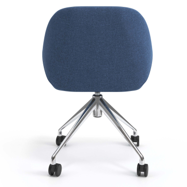 chaise de reunion chromee bleu giratoire avec roulettes tissu accoudoirs rembourres 6