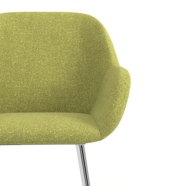 chaise visiteur chromee vert 4 pattes tissu accoudoirs rembourres 5