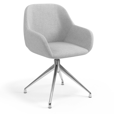 chaise de reunion chromee gris clair pivotante tissu accoudoirs rembourres 1
