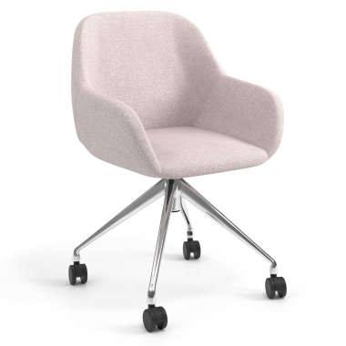 chaise de reunion chromee beige giratoire avec roulettes tissu accoudoirs rembourres 1