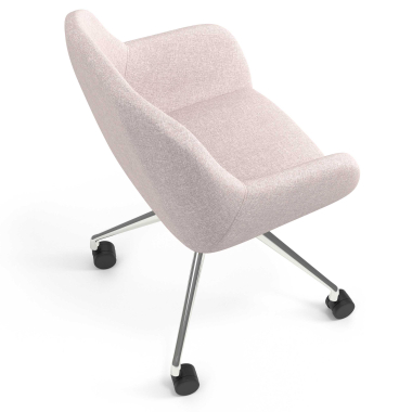 chaise de reunion chromee beige giratoire avec roulettes tissu accoudoirs rembourres 7