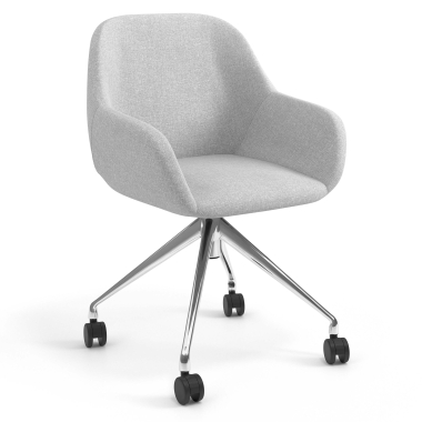 chaise de reunion chromee gris clair giratoire avec roulettes tissu accoudoirs rembourres 1