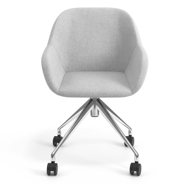 chaise de reunion chromee gris clair giratoire avec roulettes tissu accoudoirs rembourres 4