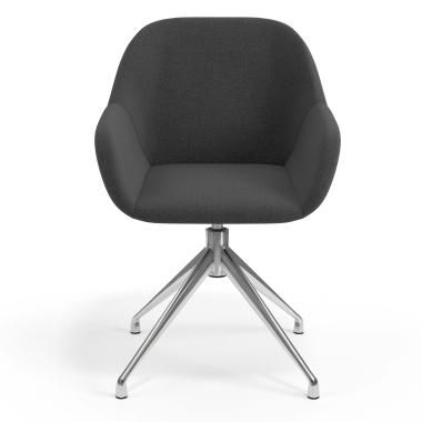 chaise de reunion chromee anthracite pivotante tissu accoudoirs rembourres 4