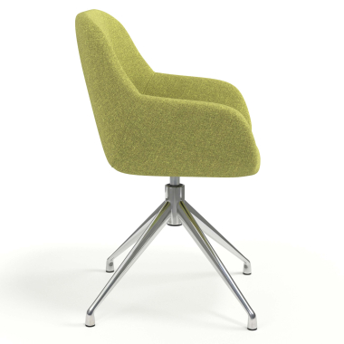 chaise de reunion chromee vert pivotante tissu accoudoirs rembourres 3