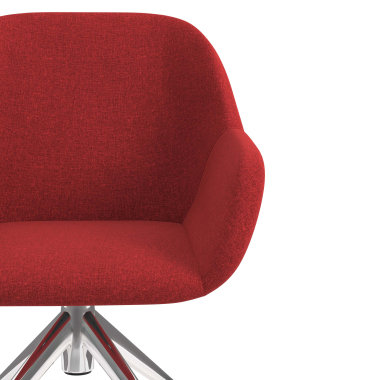 chaise de reunion chromee rouge giratoire avec roulettes tissu accoudoirs rembourres 5