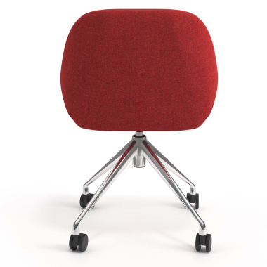 chaise de reunion chromee rouge giratoire avec roulettes tissu accoudoirs rembourres 6