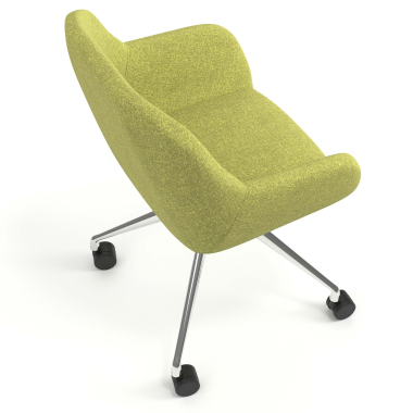 chaise de reunion chromee vert giratoire avec roulettes tissu accoudoirs rembourres 7